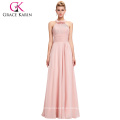 Grace Karin 2016 Full-Length Backless Halter Einfach Chiffon Pink Lange Brautjungfer Kleid 8 Größe US 2 ~ 16 GK000073-1